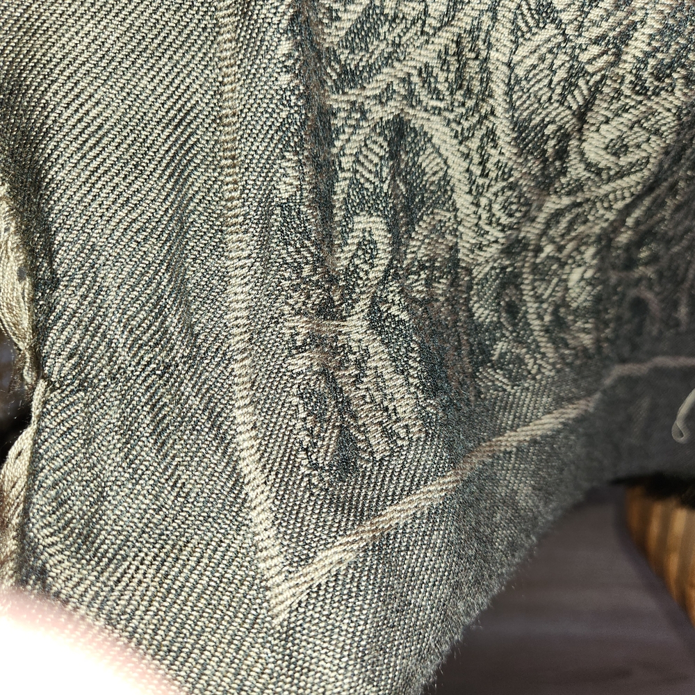 Black and Olive Hue TAN Patterned Scarf. - Picture 8 of 8